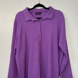 Zara Textured Purple Button-Down Shirt